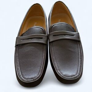 FRANCO VANUCCI Men's Brown Leather Loafers • Size 13 • NEW